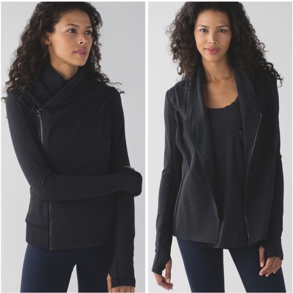 Lululemon Bhakti Yoga Jacket in Luon Pique Black Dark Slate / Black